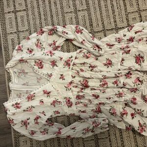 Altar'd State White Dress with Pink Floral Design